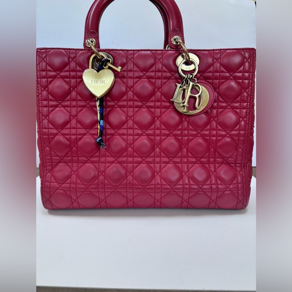 Authentic Large Lady Dior with gold tone hardware